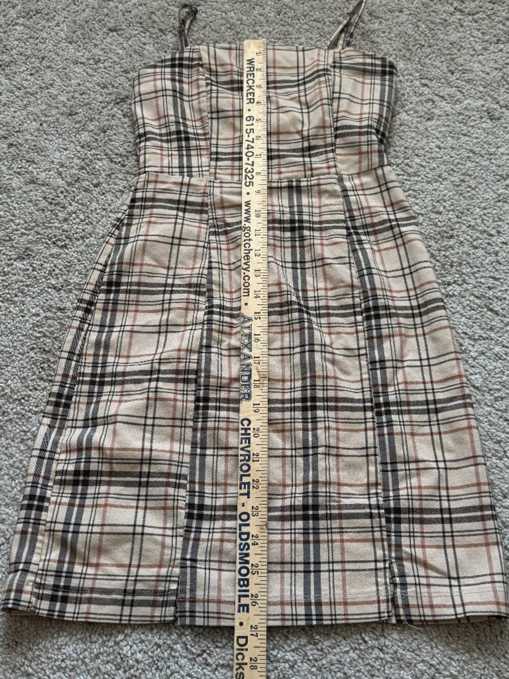 Altar'd State Womens S Beige Plaid Mini Dress Y2K Dark Academia School Girl 4372